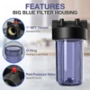 SimPure DB10C Clear 10 Inch Whole House Water Filter Housing for 4.5 x 10 Inch Standard Size Filter - Image 3