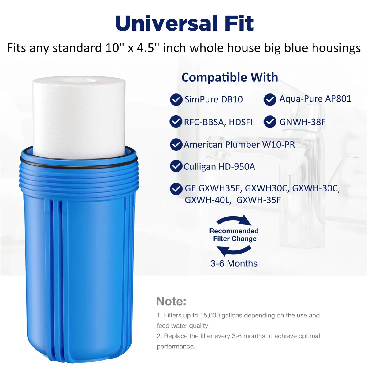 Membrane Solutions 10" x 4.5" Inch 5 Micron Whole House PP Sediment Water Filter Replacement Cartridge - Image 4